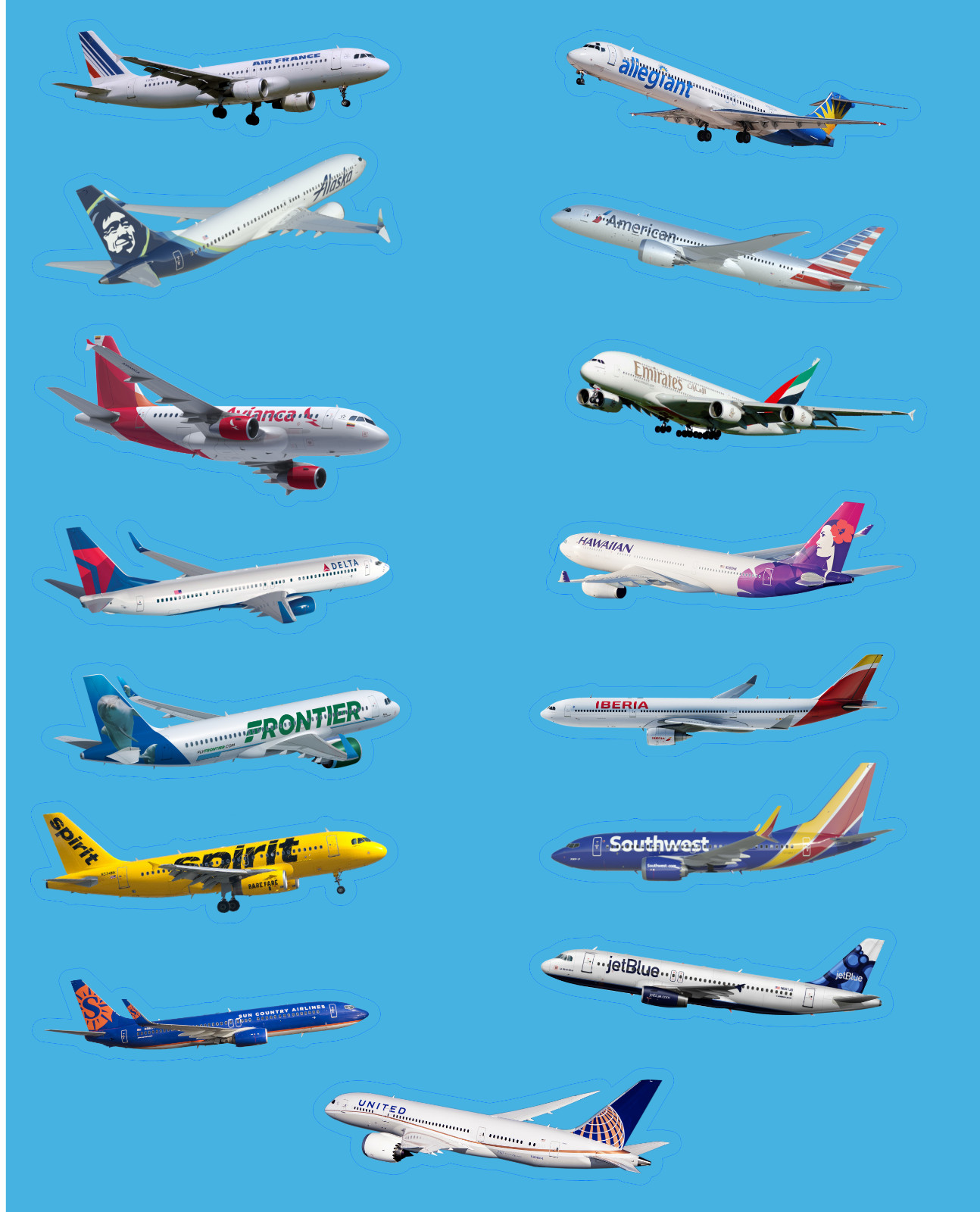 Airline Vinyl Decal Sticker Waterproof