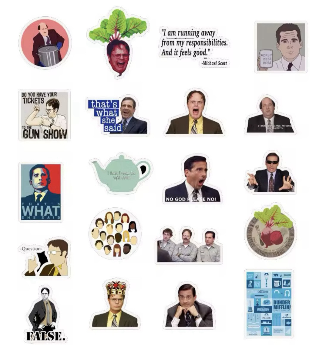 The Office Style Stickers 50pk The Office Mixed Sarcasm Fun Random Meme Stickers
