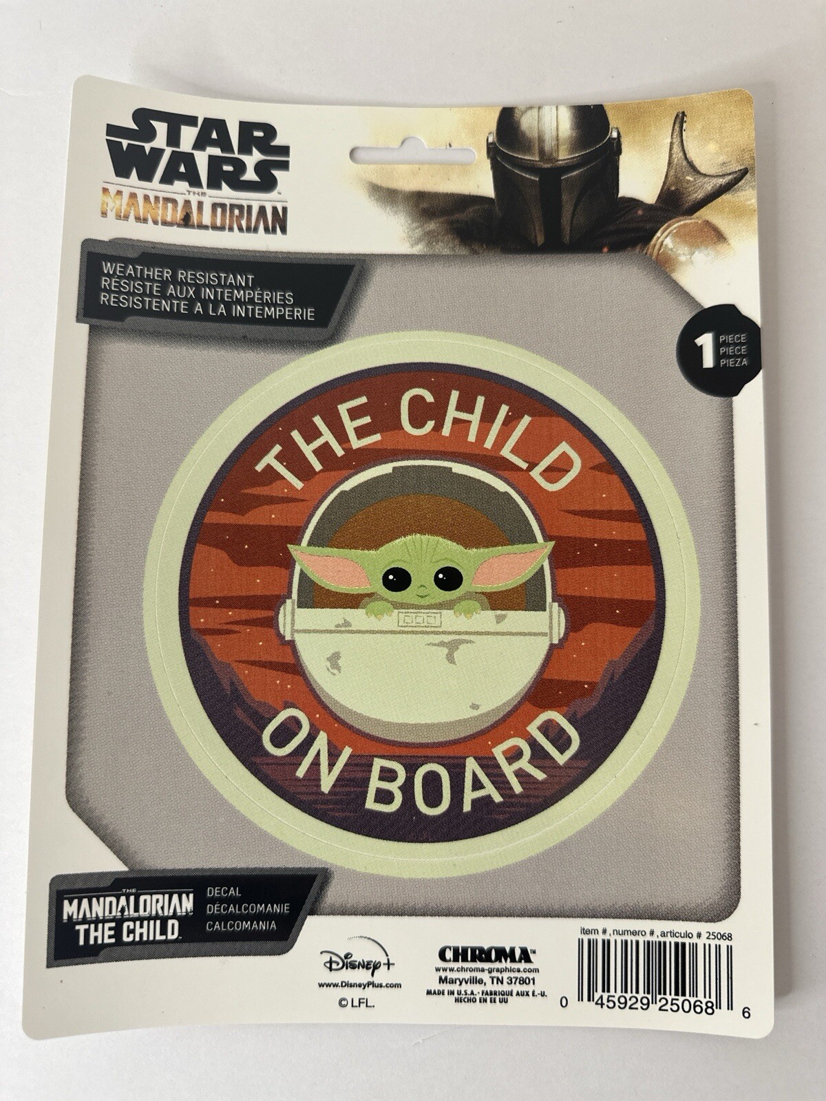 Chroma Graphics Mandalorian The Child On Board Vinyl Sticker Decal Star Wars
