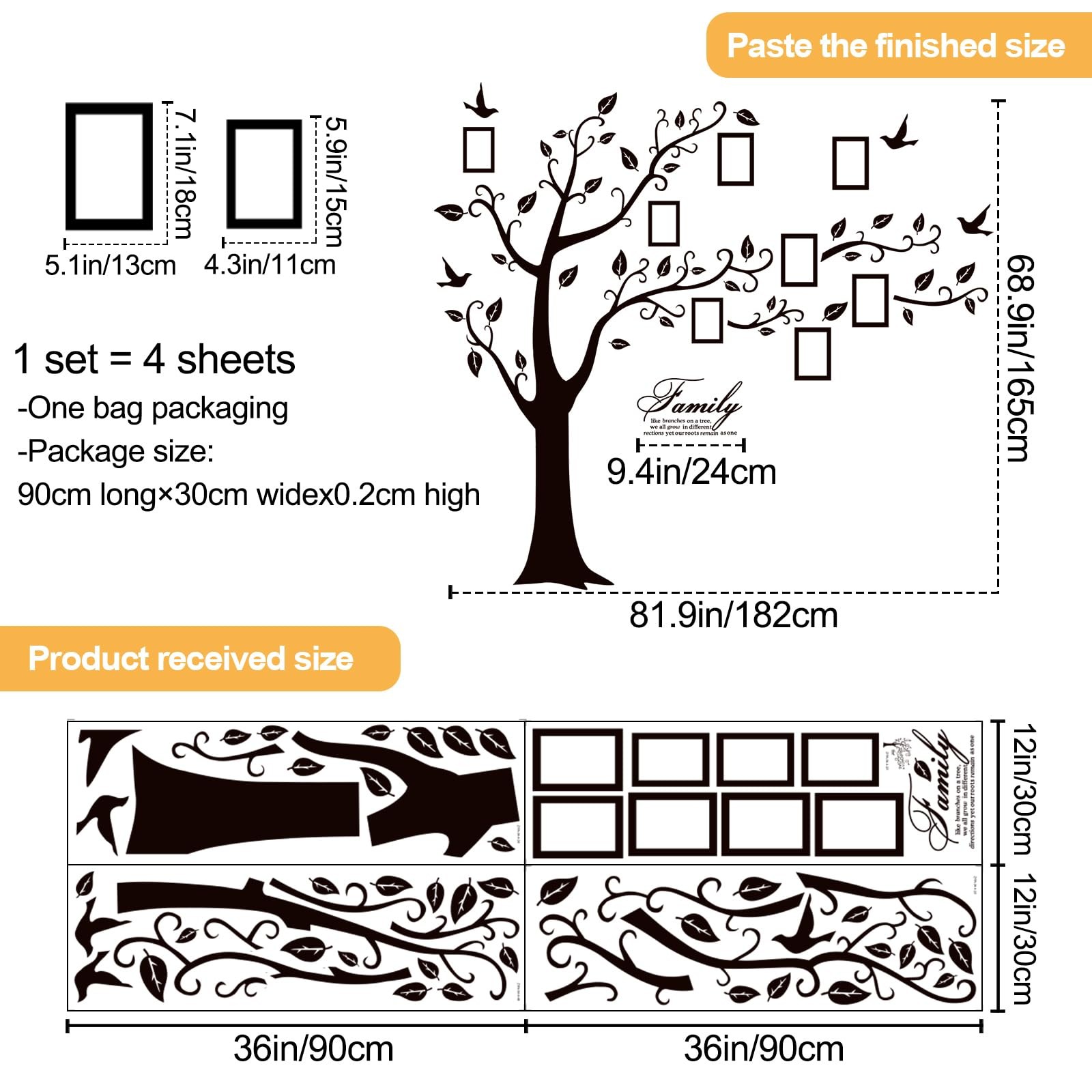 Family Tree Wall Decor Picture Frames Collage for Living Room Frame Accessories