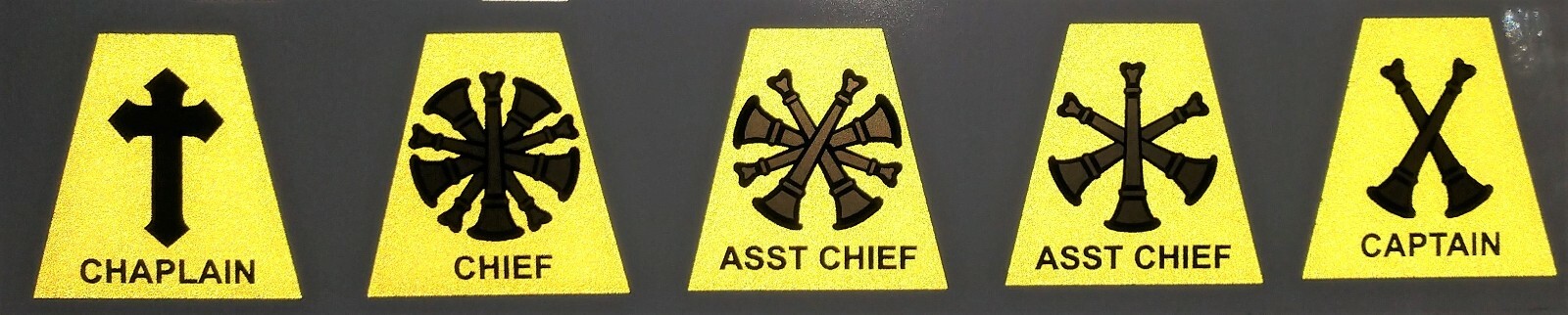 Reflective Fluorescent Yellow Rank Tetrahedrons Fire Helmet Bugle Decal You Pick