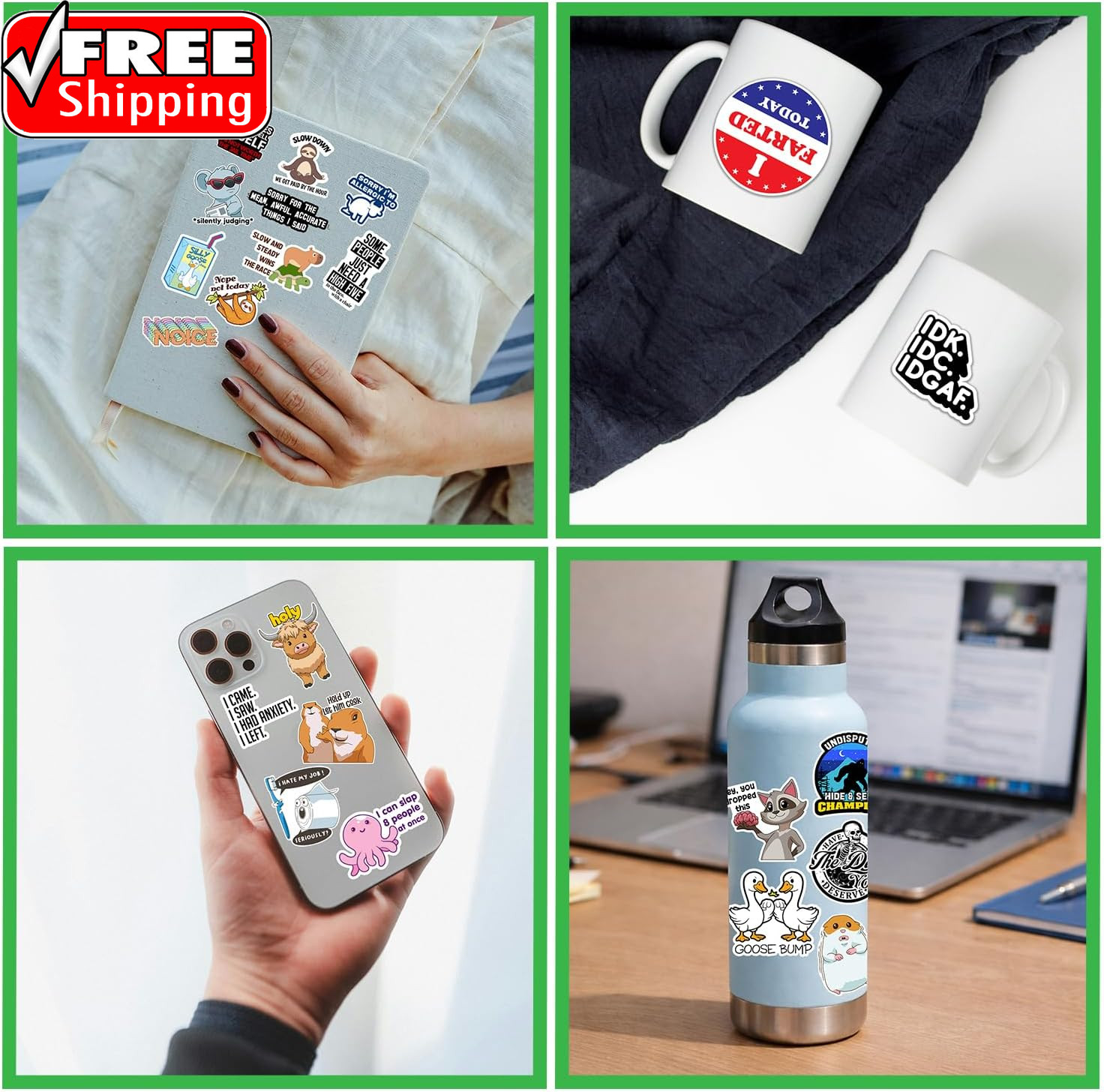 400 Pcs Funny Stickers for Adults Dirty Humor, Water Bottles Waterproof Cool Sti