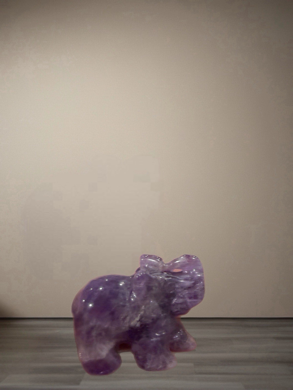 Hand-Carved Amethyst Elephant Figurine – Natural Purple Stone