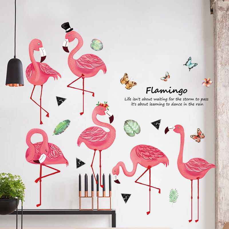 Removable Vinyl Wall Decal flamingo Girl Sticker Art Home living Room DIY Decor