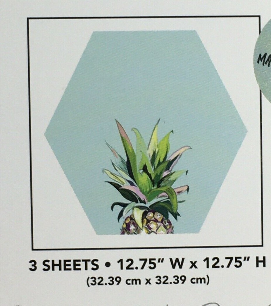RoomMates Wall Decals Pineapple Crown 3-Pk Dry Erase Hexagon Peel And Stick