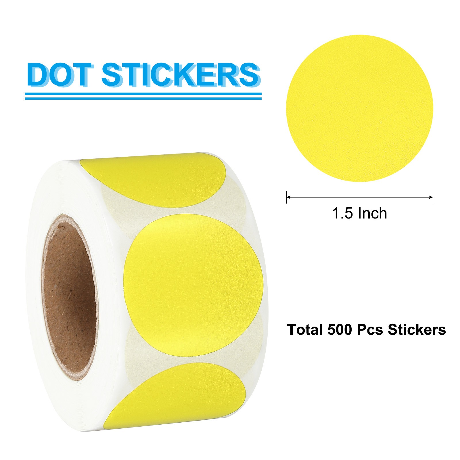 1.5 Inch Round Thermal Label Stickers for Business, Yellow (500Pcs)