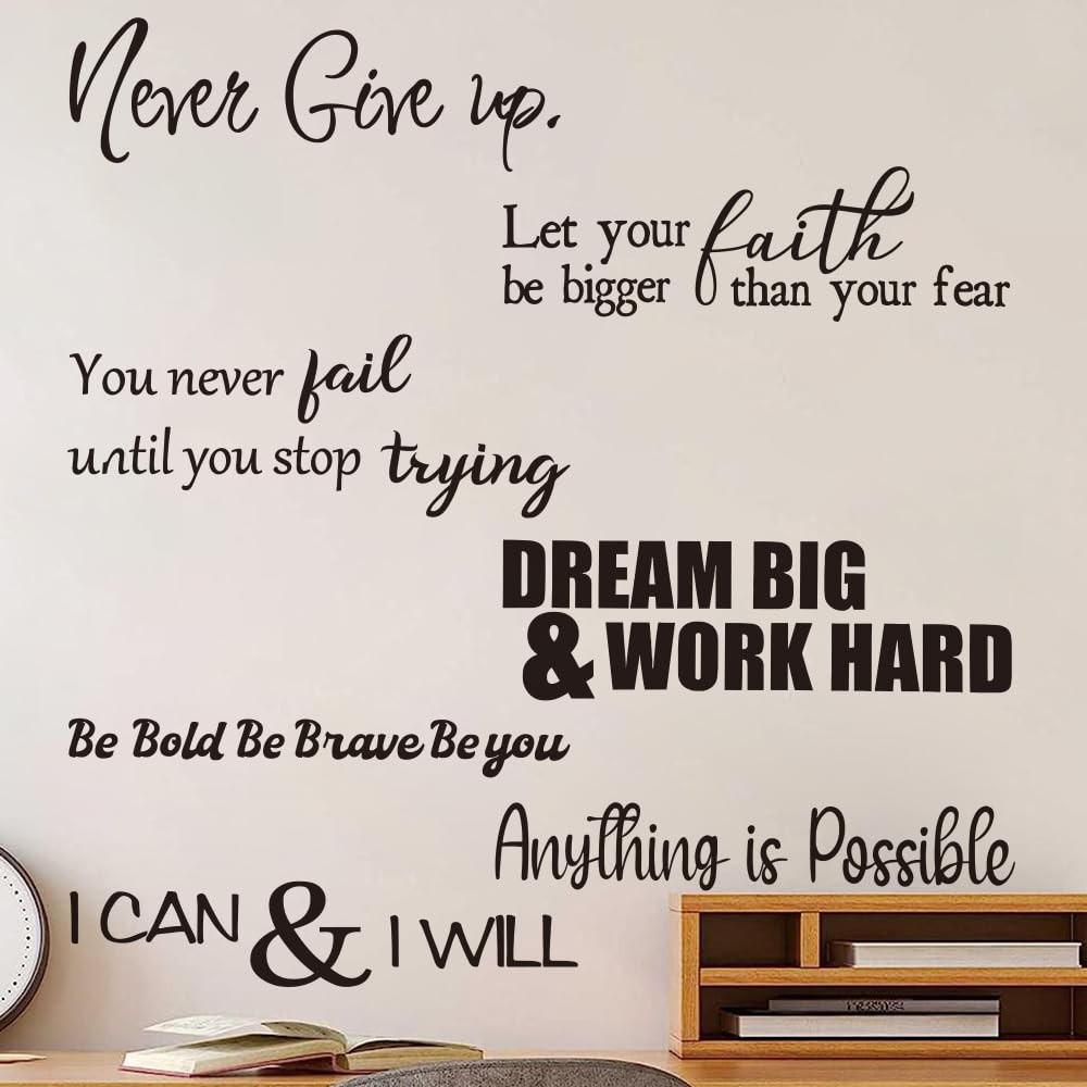 7PCS Wall Quotes Decals Peel and Stick Inspirational Quotes Stickers Motivati…