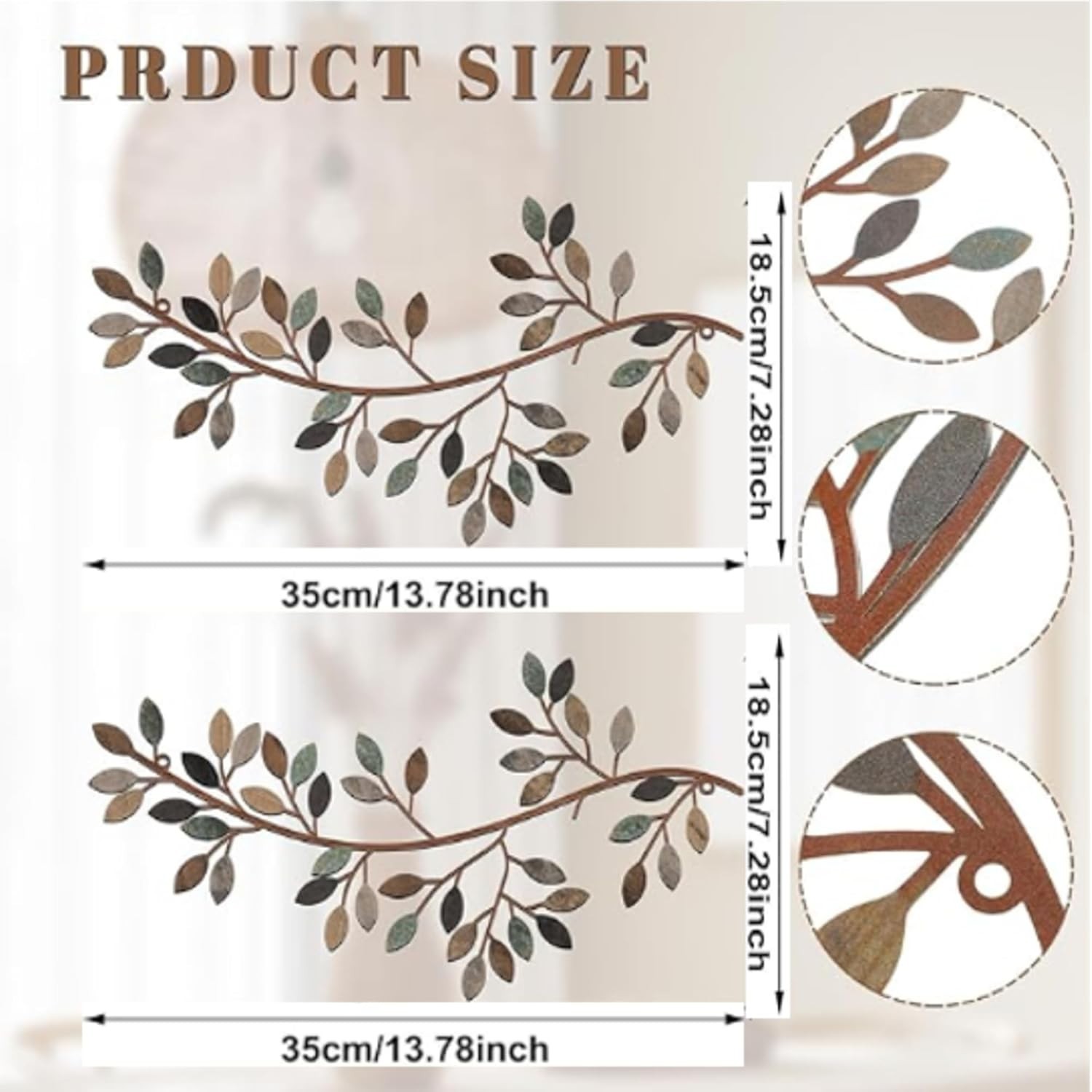 Nature-Inspired 2-Piece Metal Leaf Wall Decor for Indoor & Outdoor Elegance