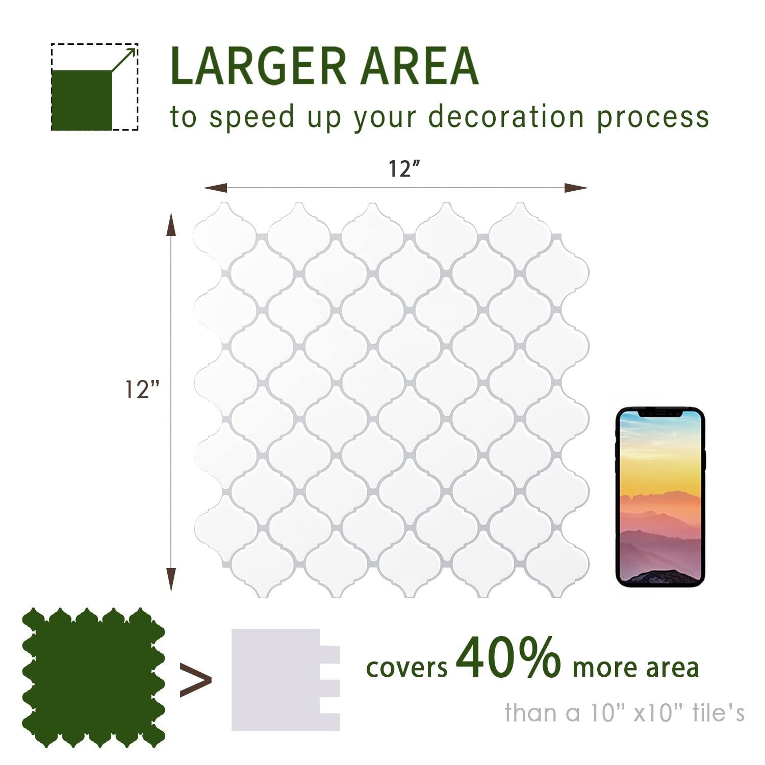 Peel and Stick Backsplash Tile 12"x12" Vinyl 2-3mm Thick Self Adhesive – Easy