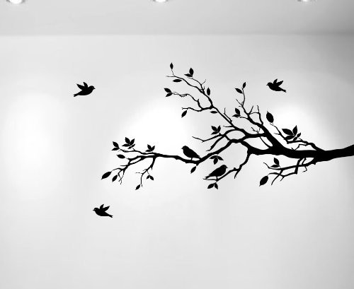 Tree Branches Wall Decal Love Birds Vinyl Sticker Nursery Leaves 56" Wide X 2…