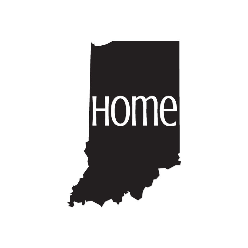 Indiana Home State – Vinyl Decal Sticker – Multiple Colors & Sizes – ebn3816