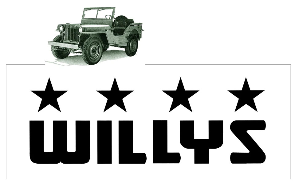 Aftermarket Jeep – WILLY'S name with Stars Logo Decal
