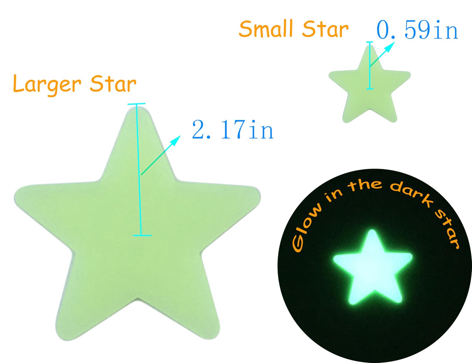 200PCS 1.2" Glow in the Dark Luminous Stars Fluorescent Noctilucent Plastic W…