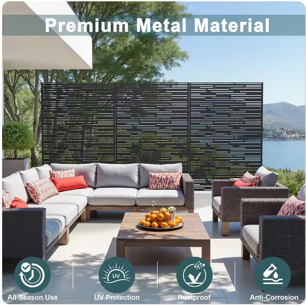 75 In. X 48 In. Outdoor Black Wall Applique or Wall Decal Decor Privacy Fence Sc