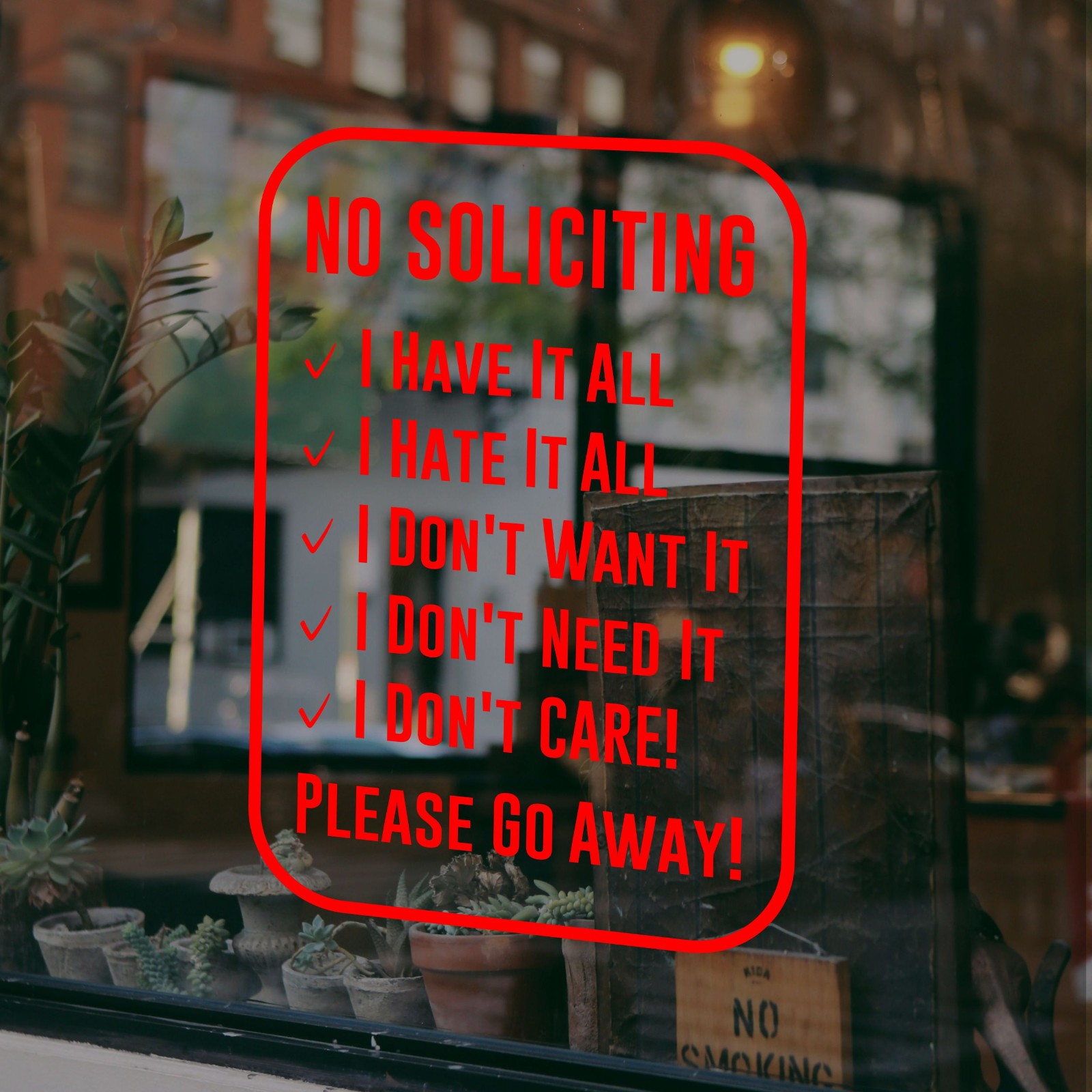 No Soliciting Decal Sticker Funny No Solicitation Sign Home Door Business Office