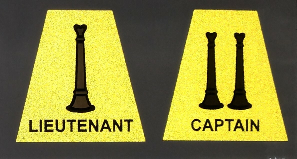 Reflective Fluorescent Yellow Rank Tetrahedrons Fire Helmet Bugle Decal You Pick