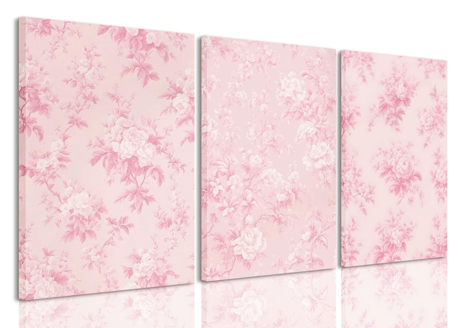 LYPHNX Framed Pink Chinoiserie Flower Canvas Wall Art light Pink Love Shack F…