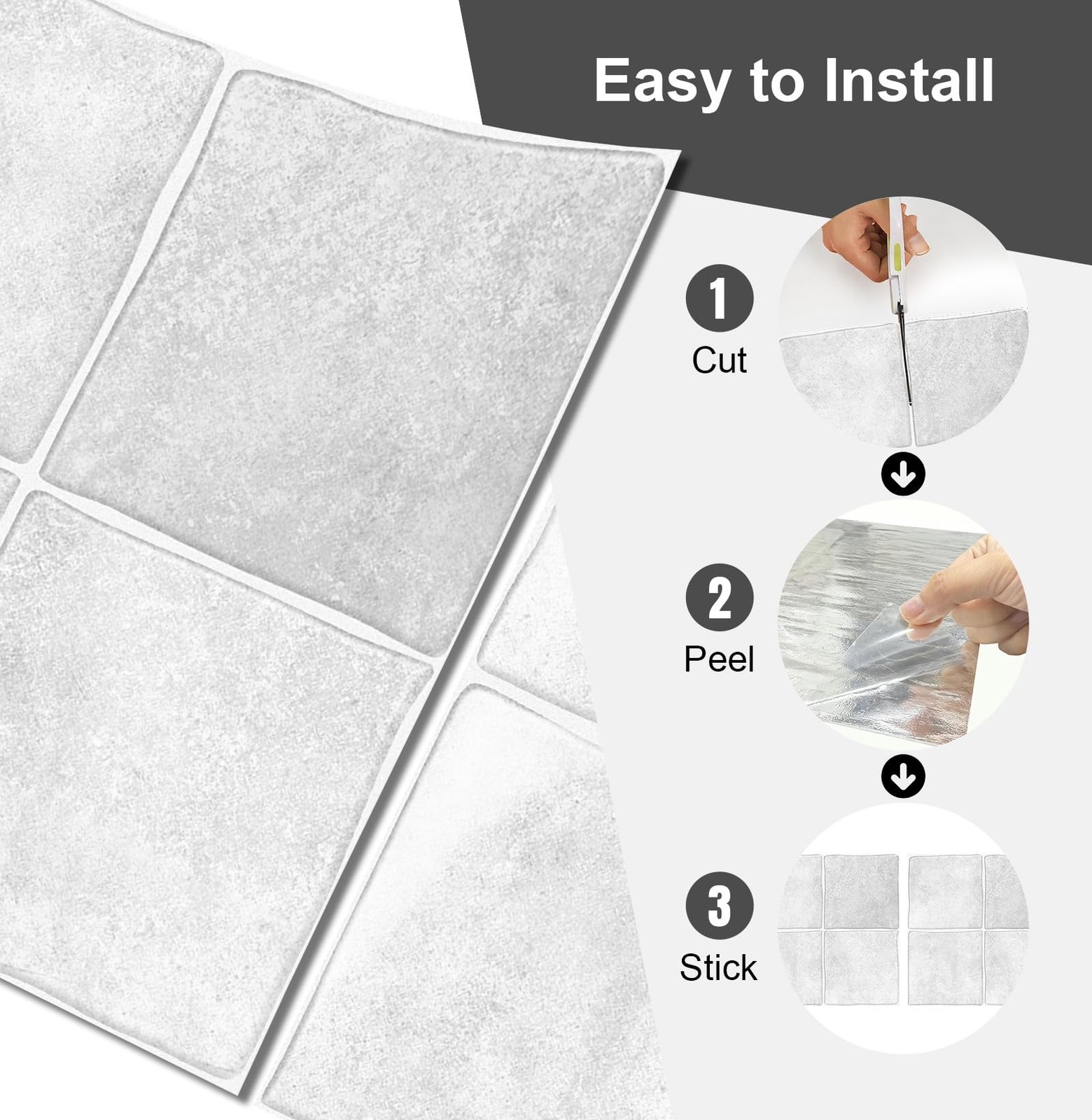 10 Sheets Thicker Design Peel and Stick Backsplash, 3D Self Adhesive Peel and…