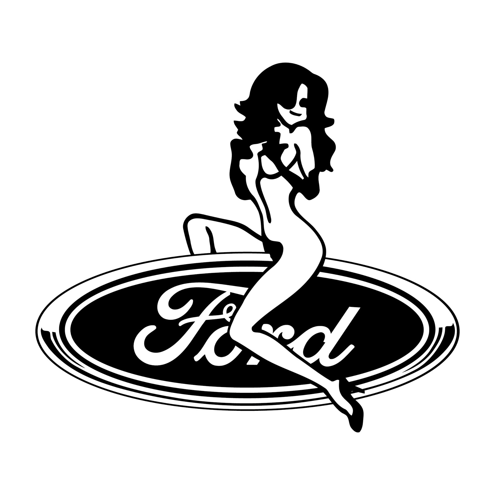 Ford Logo With Sexy Girl Die Cut Decal USA Made Multiple Colors Available 6+yrs