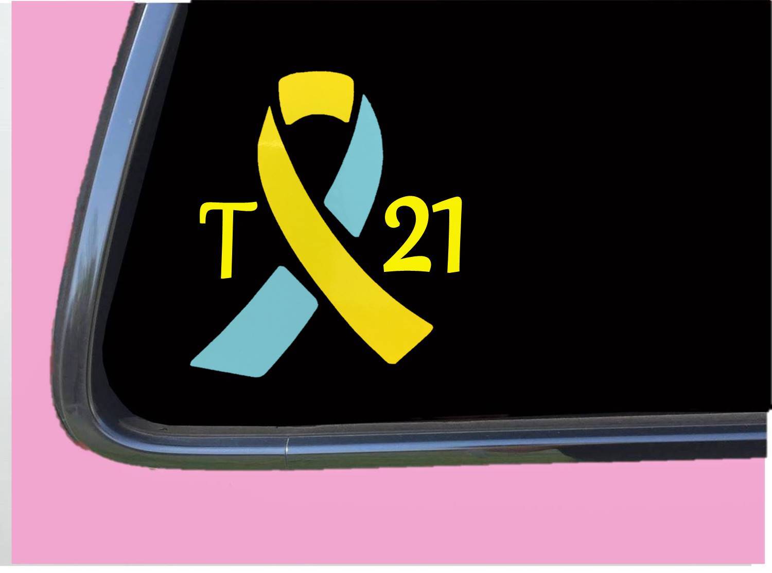 T21 Ribbon Decal TP164 6" tall Vinyl Down Syndrome Chromosome stickers