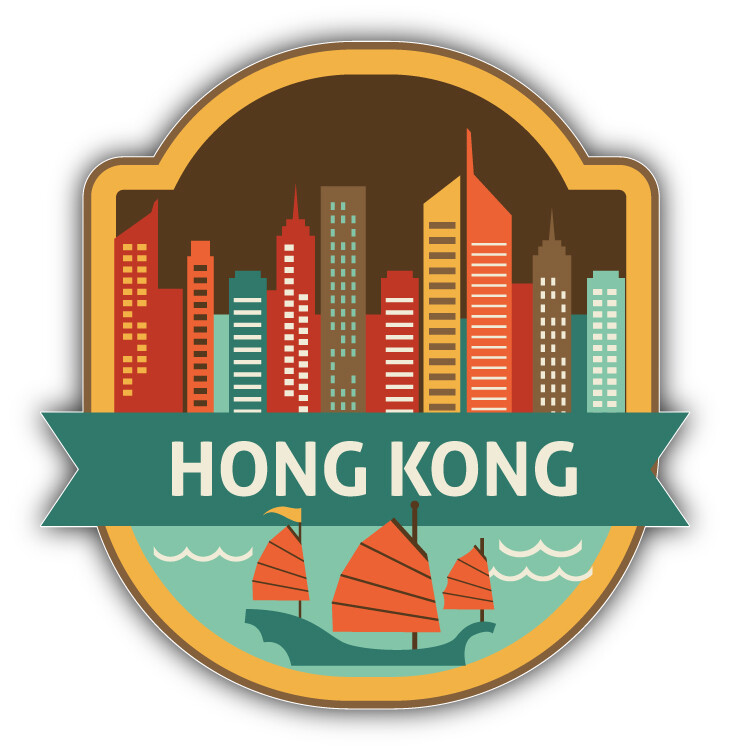 Hong Kong China World City Travel Label Badge Car Bumper Sticker Decal