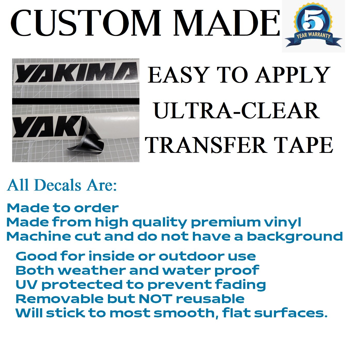 Custom Decal Sticker Vinyl Lettering Personalized Text, Window Wall Car Truck (2
