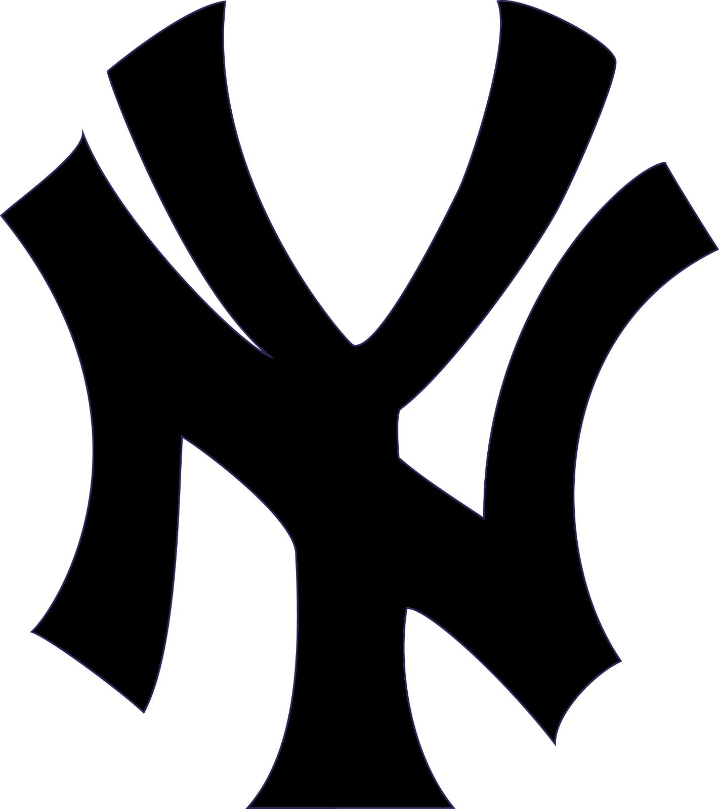 New York Yankees "NY" logo White Black Navy Blue Vinyl Decals Choose your size