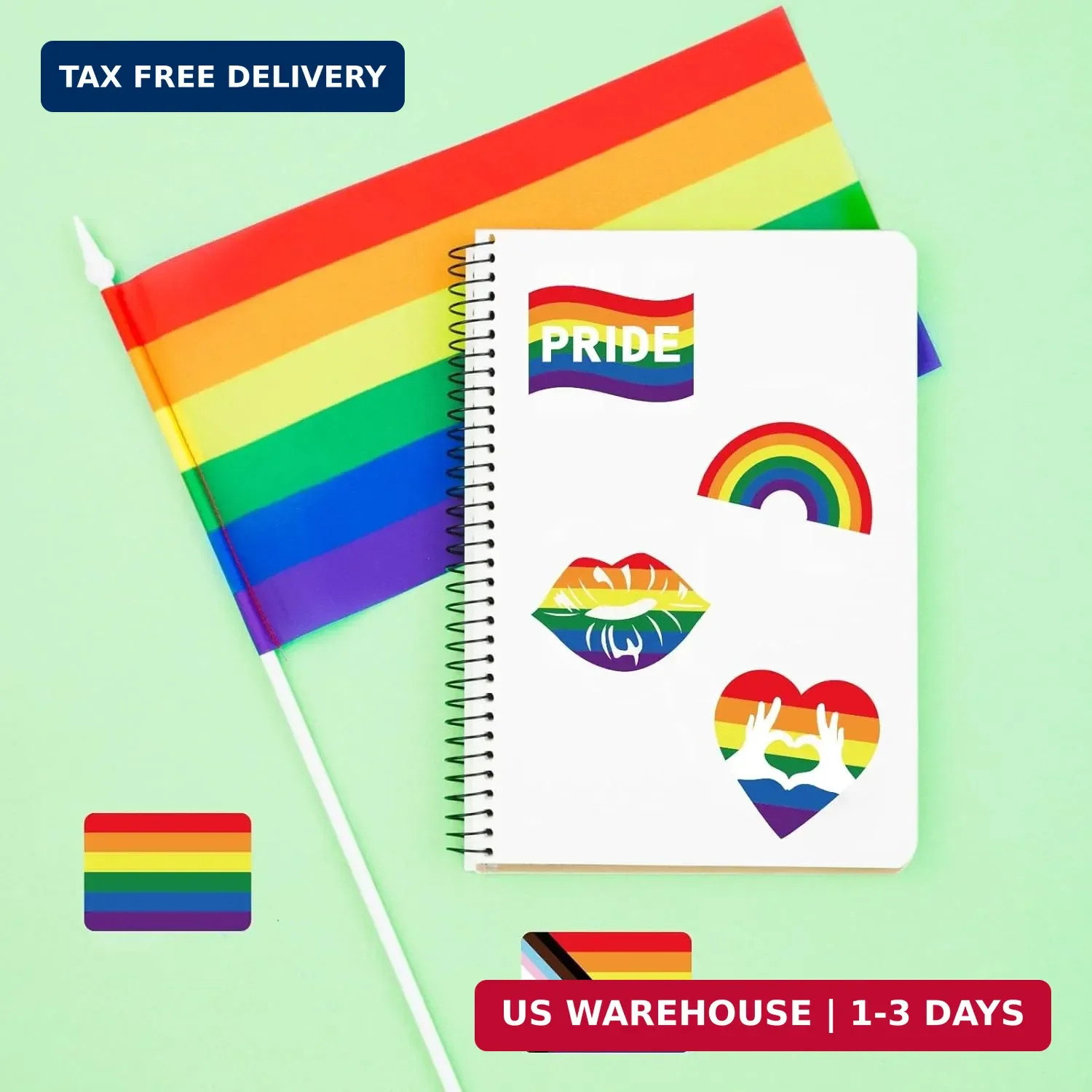 1000 Pcs Gay Pride Stickers, Progress Pride Rainbow Heart Stickers for Gay Lesbi