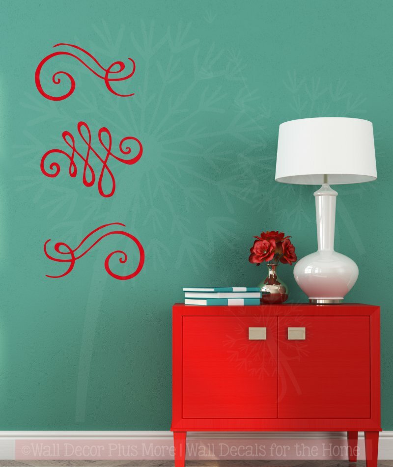 3pc Swirls Wall Art Stickers Vinyl Decals Living Room Home Decor Decorative