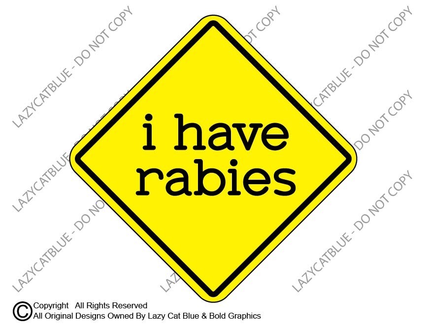 Caution i have rabies Decal Sticker Funny Wild Animal Crazy Humor Raccoon Trash
