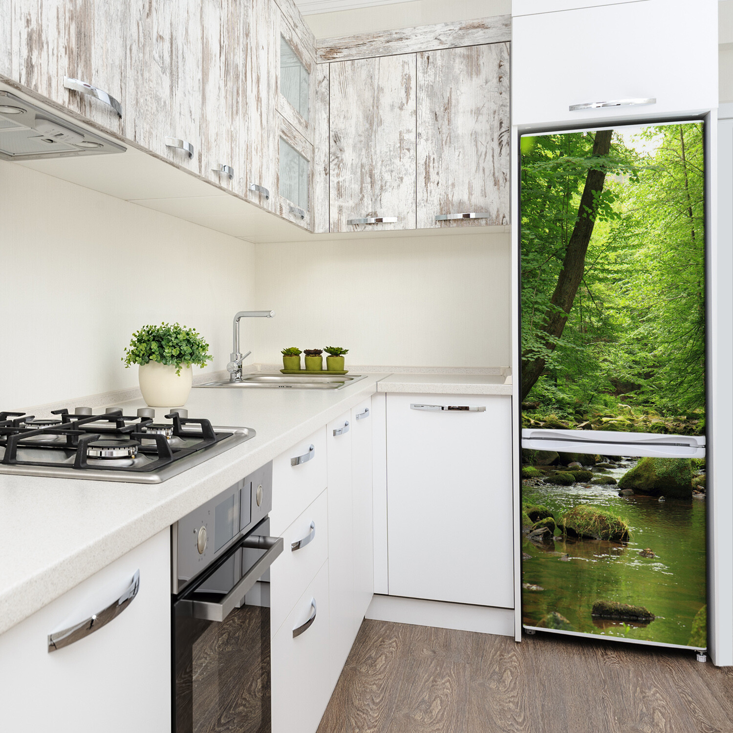 Self adhesive Fridge Magnet removable Sticker Landscapes River in forest Gift