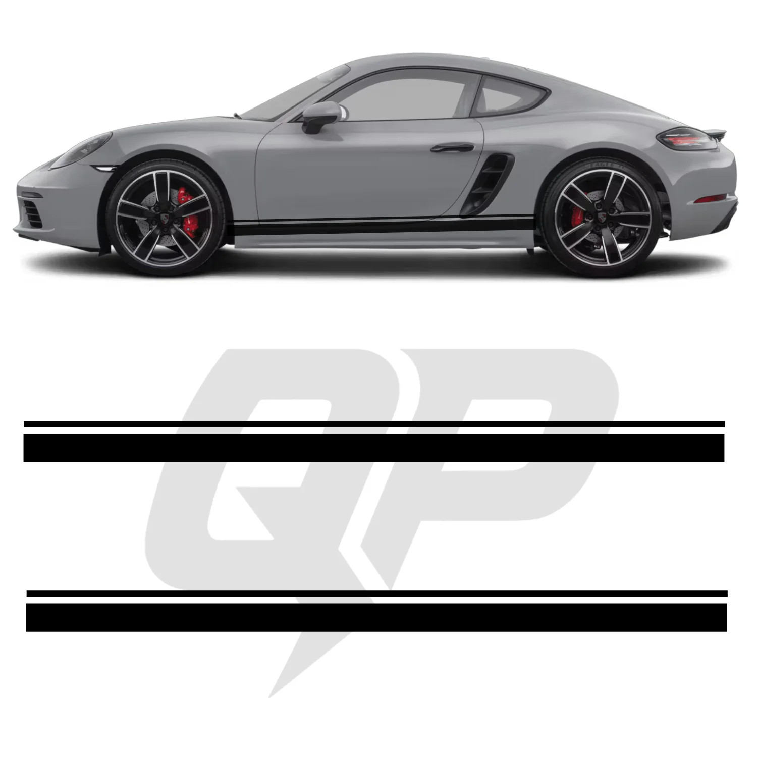 Compatible With Porsche 718 Cayman Double Side Stripe Decals – Dual Rocker Panel