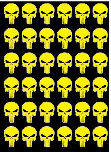 Yellow – 36 Punisher 1" High Vinyl Decals Phone Laptop Gun Helmet