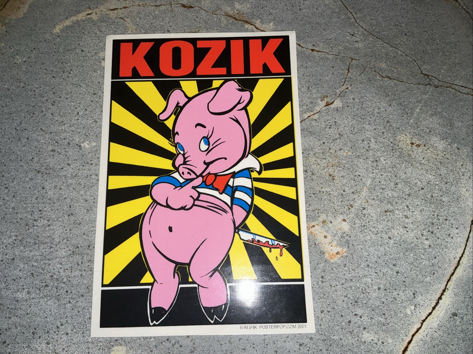 Frank Kozik original Poster Pop PIGGUMS silkscreen 5.5" Sticker; Vintage 2001