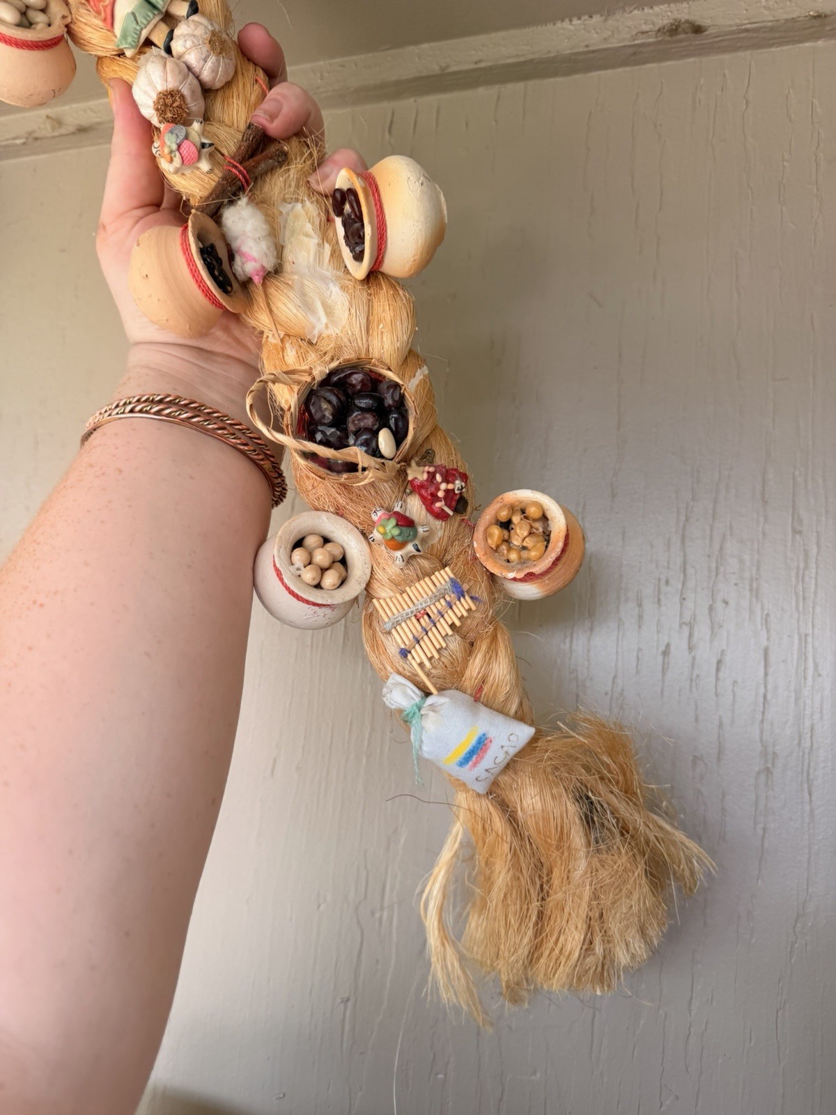 Blonde Synthetic Braided Hair Extension Braid w/ Mini Baskets & Doll Charm