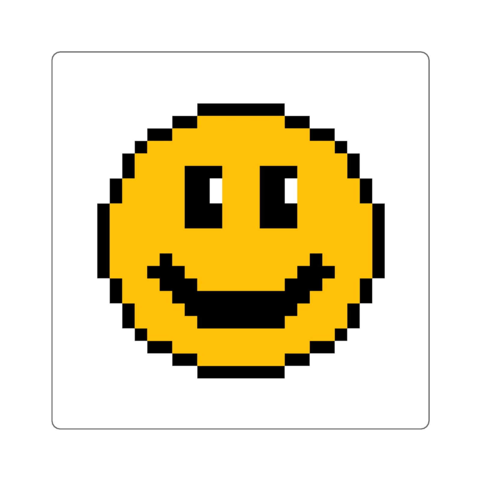 Square Stickers Cute Retro 8-Bit Smile Face Smiley Guy Emoji Graphic Design