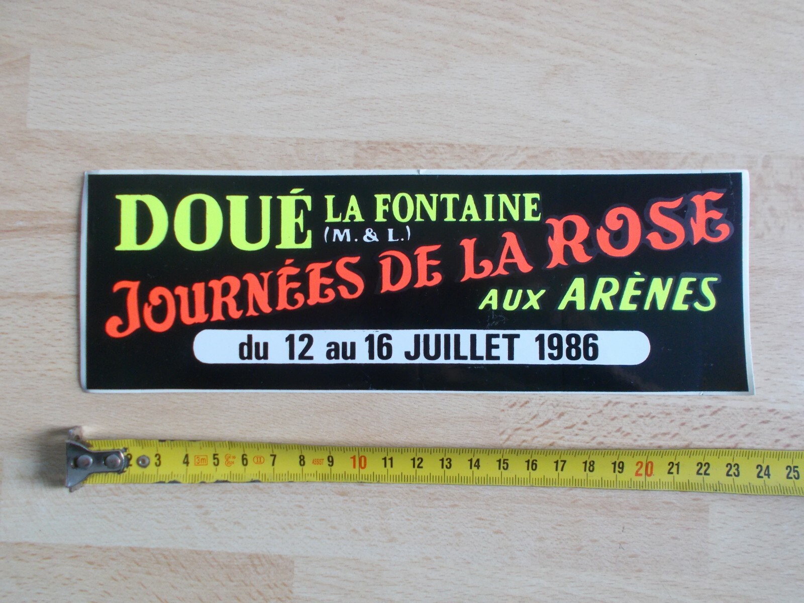 Sticker Day of the Rose 1986, at the Arènes de Doué la Fontaine