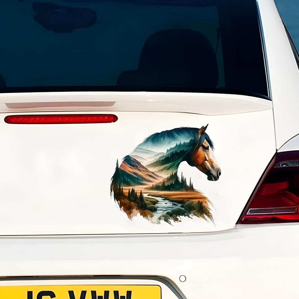 2 PCS Mountain Landscape Horse Vinyl Decal Sticker, Waterproof Removable, for Ca