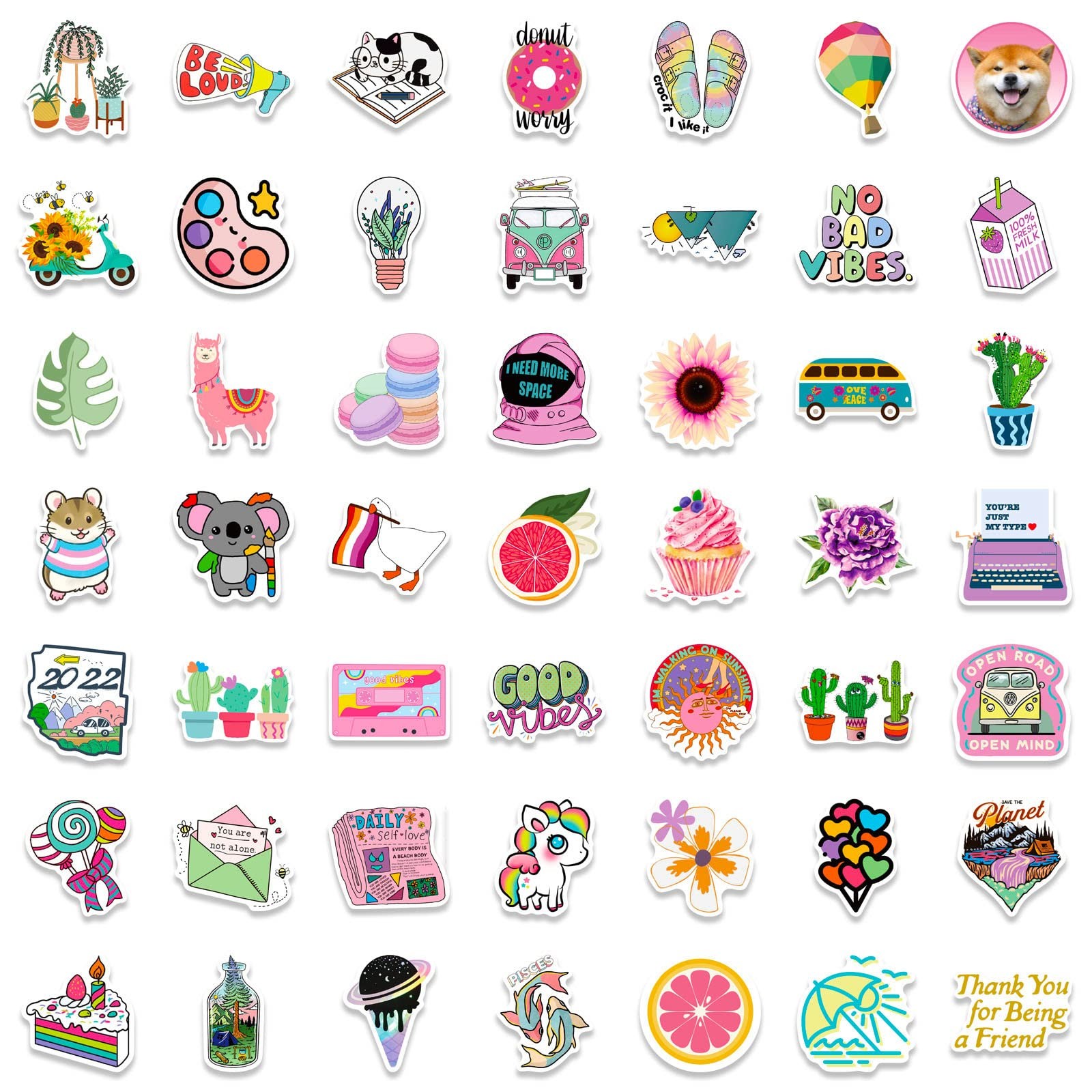 DothRayan Art Stickers for Kids Teens Adults, 100 Pcs Cute Aesthetic Vinyl Water