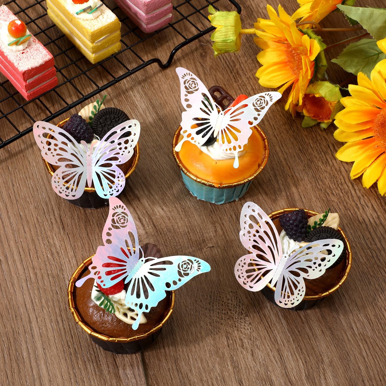 48Pcs 3D Laser Sivery Butterfly Wall Decor 2 Styles 3 Sizes Silver