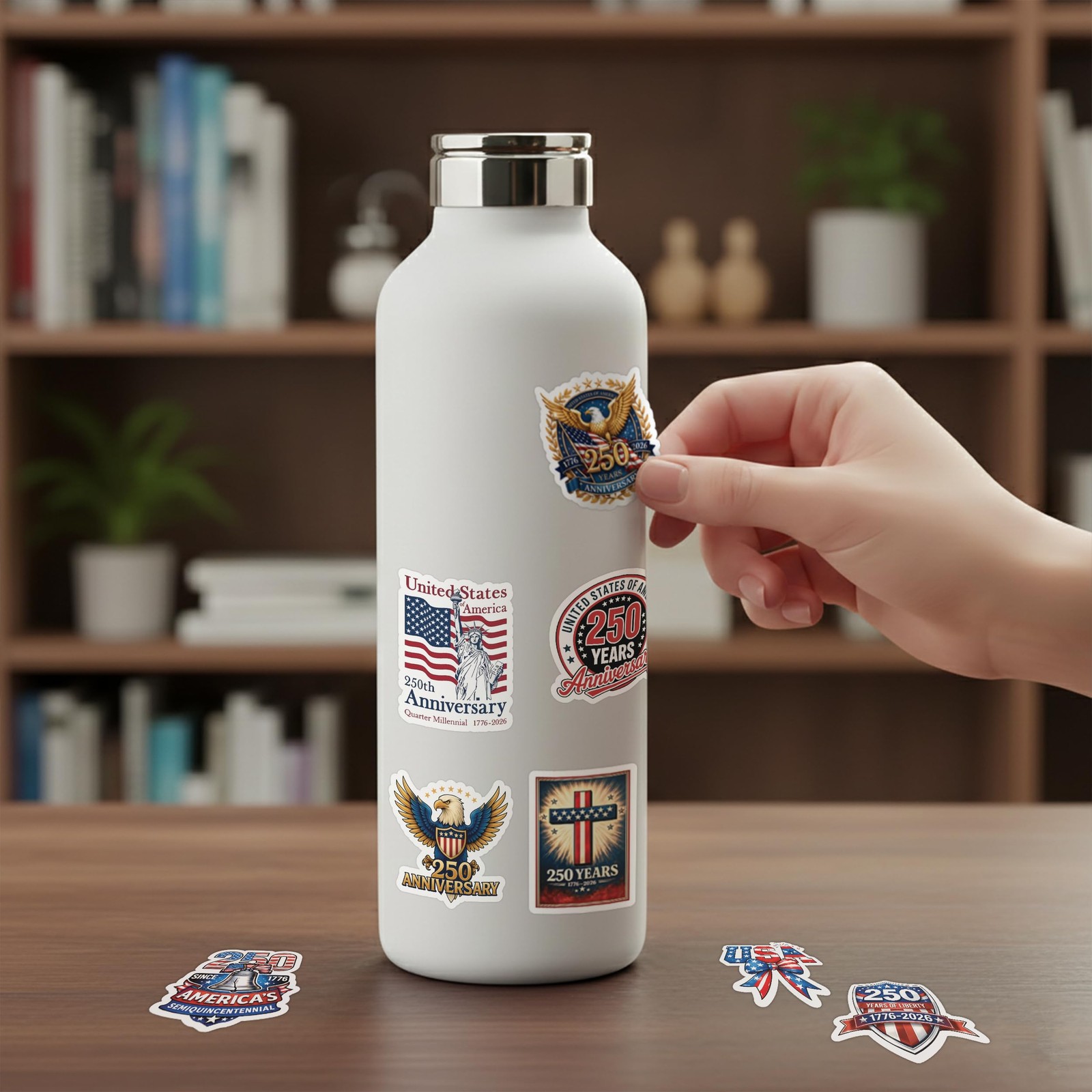 America 250th Anniversary Stickers (24 PCS), 250th Anniversary USA Stickers 1776