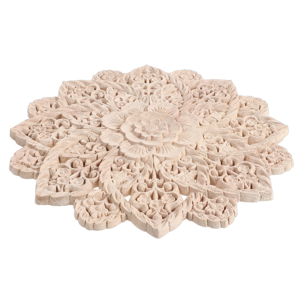 French Round Flower Wall Sticker Wood Carved Appliques Onlays Cabinet Door