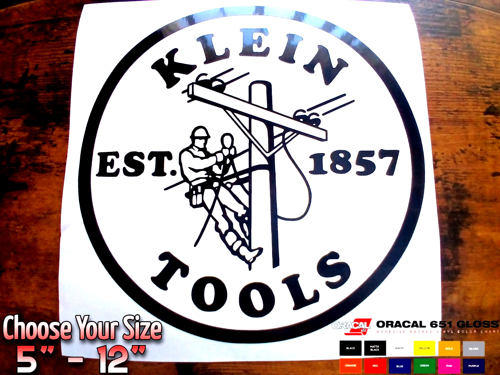 Klein Tools Logo Decal Sticker Electrician Journeyman 2 sizes 6" & 8"