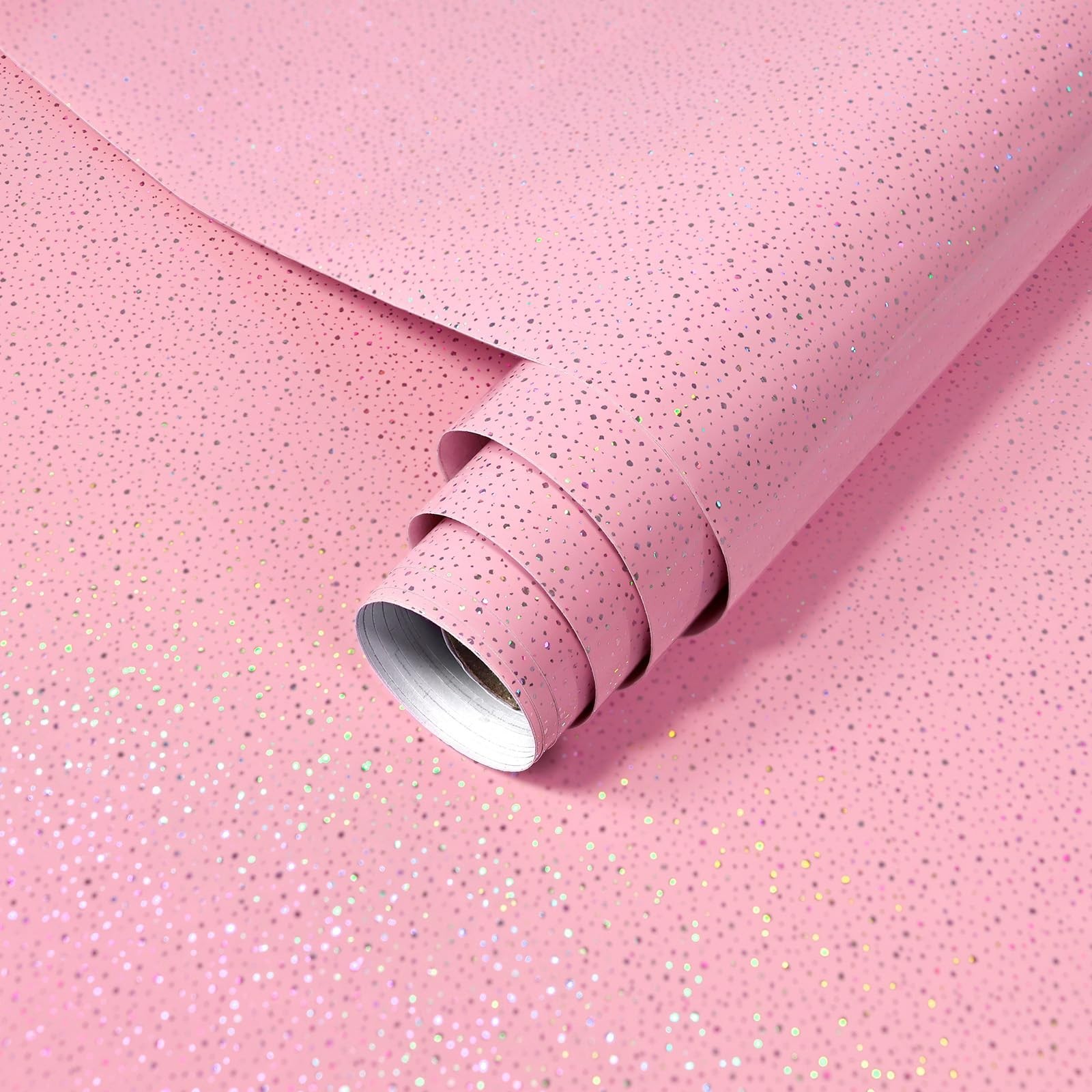 Pink Glossy Countertop Contact Paper Peel and Stick Holographic Shiny Waterpr…