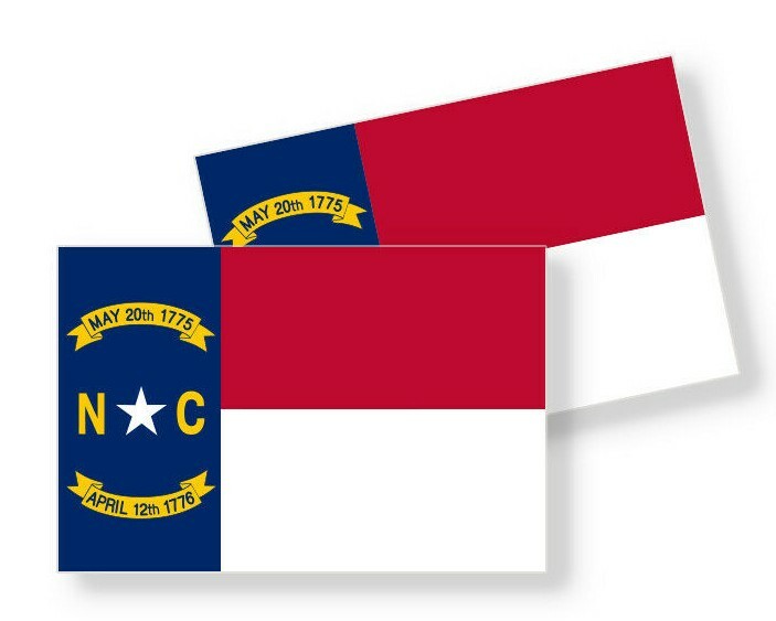 North Carolina State Flag – Set of 4 Vinyl Stickers / Decals Various Sizes