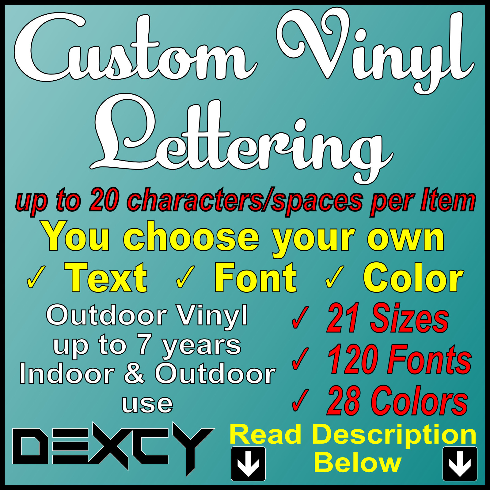 CUSTOM vinyl lettering Vinyl Decal Sticker Car Window Boat Sign Wall Outdoor