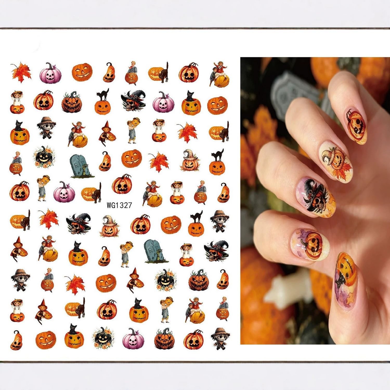 8 Sheets Halloween Nail Art Stickers for Women 3D Self-Adhesive 1, Style 12