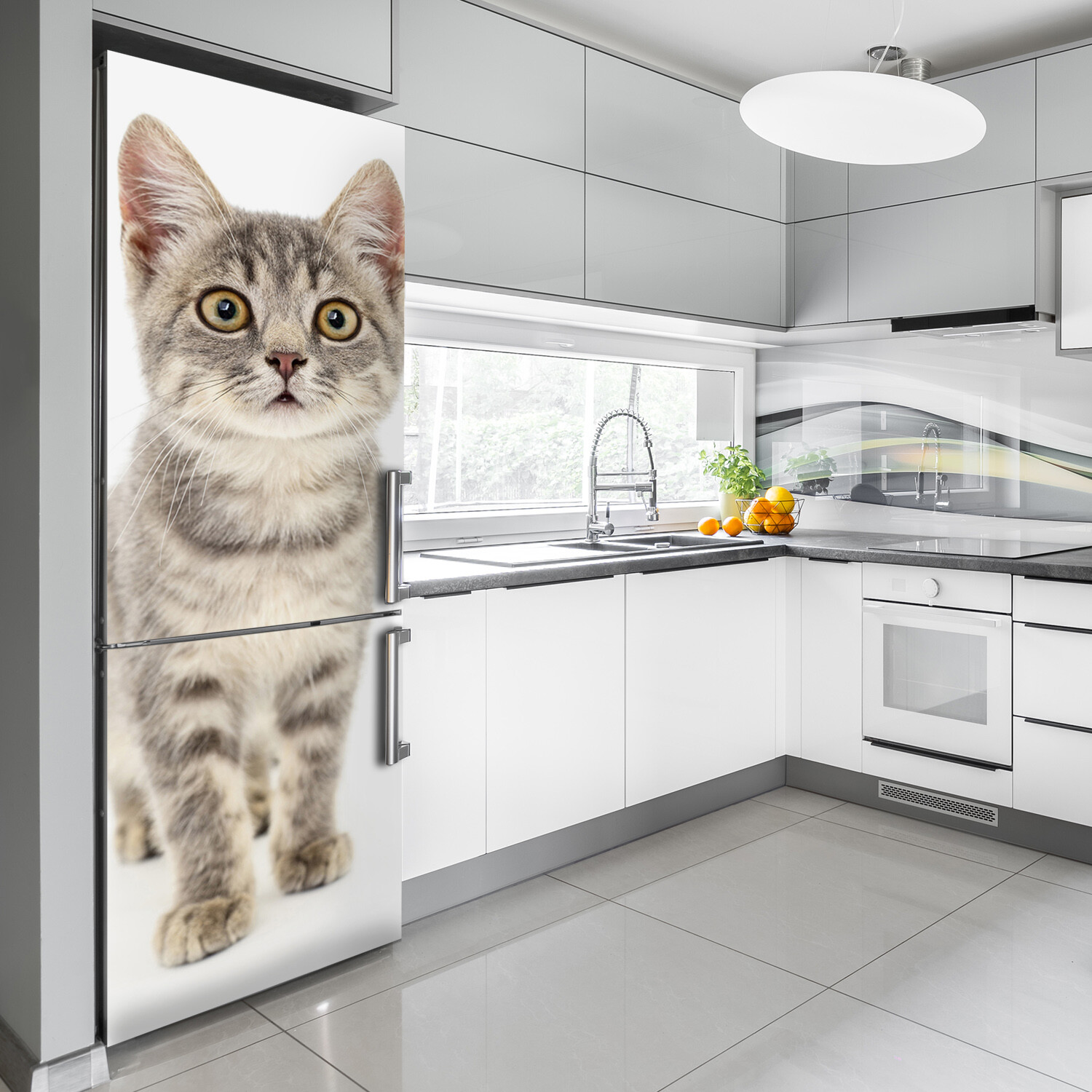 Removable Home Refrigerator Wall Sticker Magnet Decor Animals Gray cat
