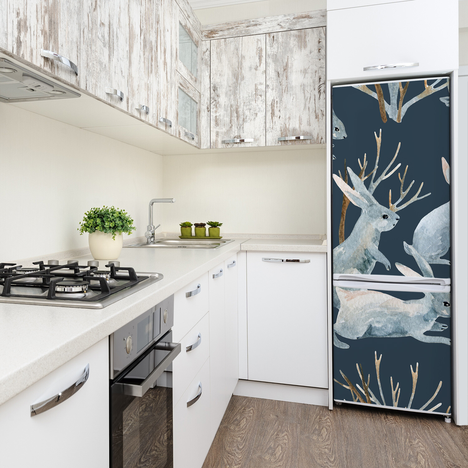 Removable Home Refrigerator Wall Sticker Magnet Decor Bedroom Animals rabbits