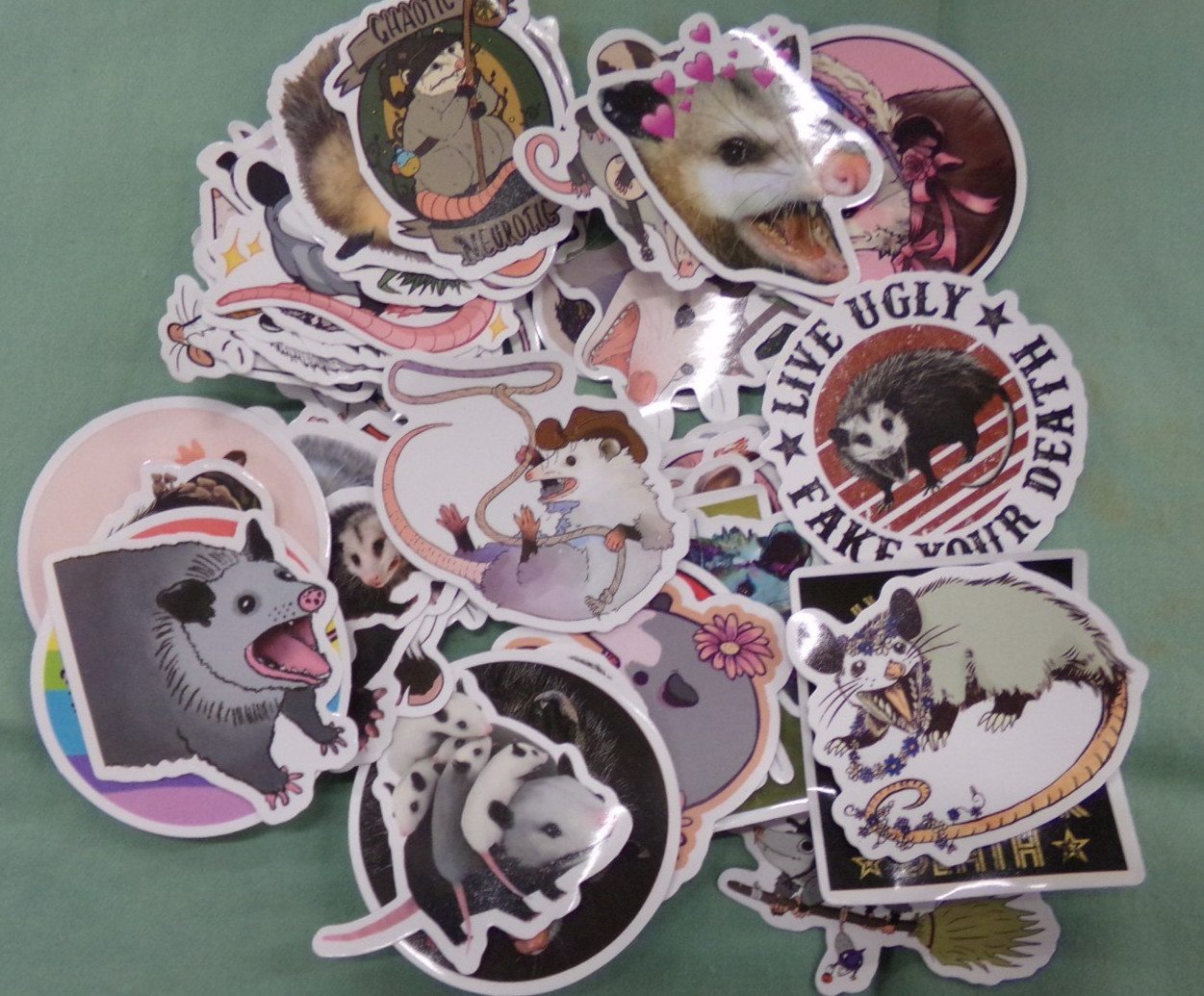 Lot of 52 Assorted Funny, Cute Possum Stickers ~ NEW ~ Decals